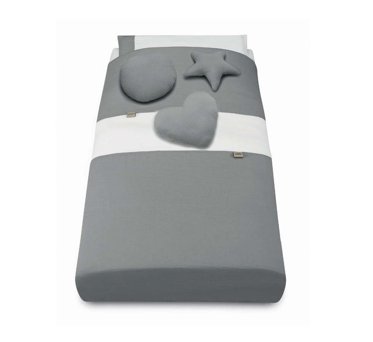 BABY-BETTWÄSCHENSET Musselin 4-teilig Piumone - Grau, Kunststoff (3/67cm) - Cam il Mondo del Bambino S.p.A.