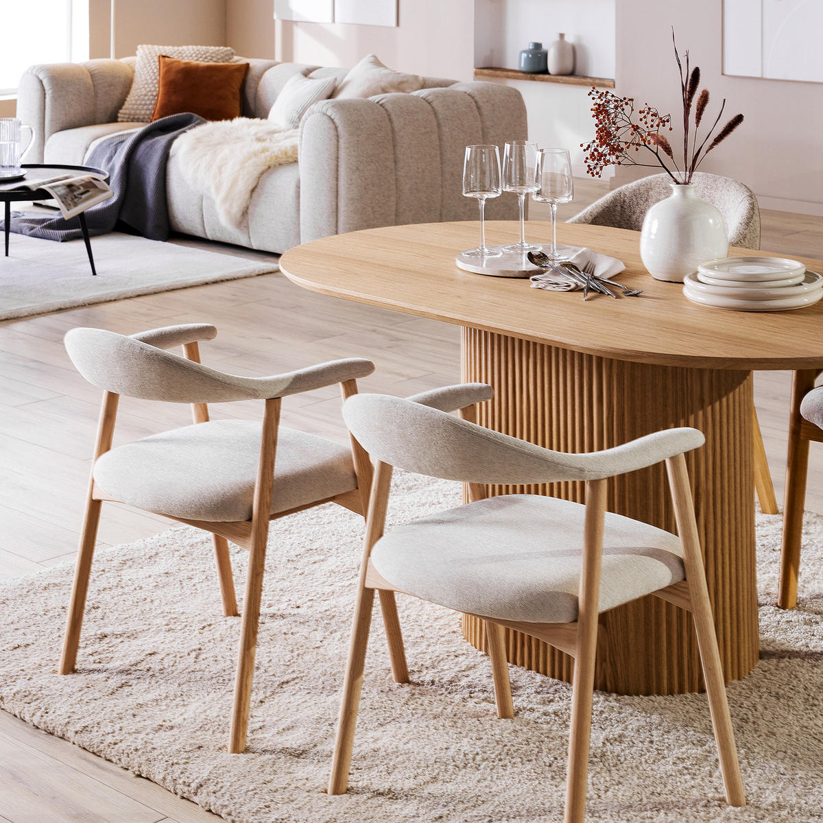 ESSTISCH - MDF - Eichefarben, Holzwerkstoff (90/160/75cm) - home24