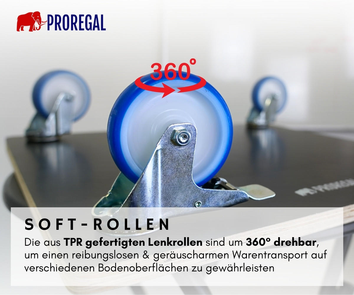 TRANSPORTROLLER 2er-Set Hercules mit 4 Rollen 15x58x58cm Traglast 300kg Siebdruck Holzplatte Schwarz - Schwarz, Metall (58/58/15cm) - PROREGAL
