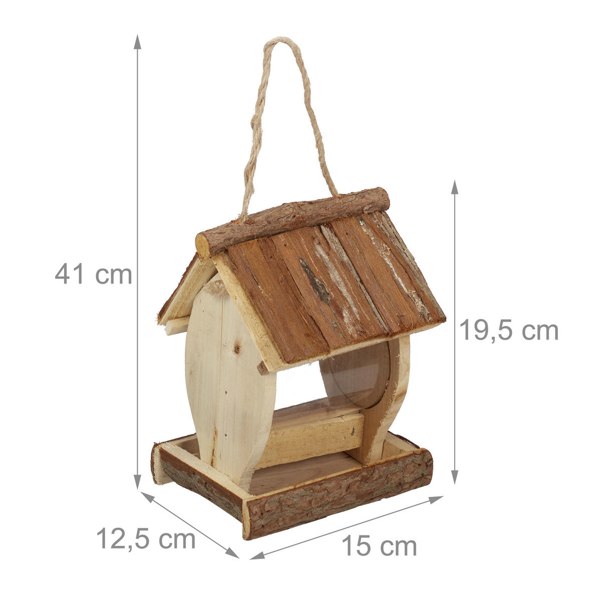 VOGELFUTTERHAUS - Hellbraun, Holz/Kunststoff (15/19.5/12.5cm) - Relaxdays
