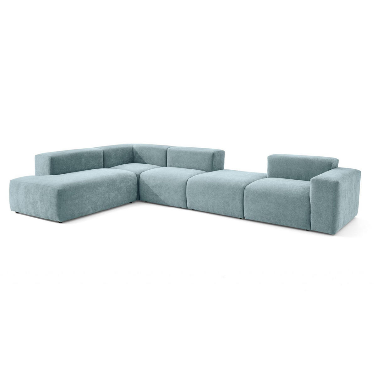 5-SITZER modulares Ecksofa HEAVEN SET 5 Links, Breite 380 cm Webstoff Blaugrau - Blaugrau/Schwarz, Holz/Kunststoff (380/245cm) - Muffo