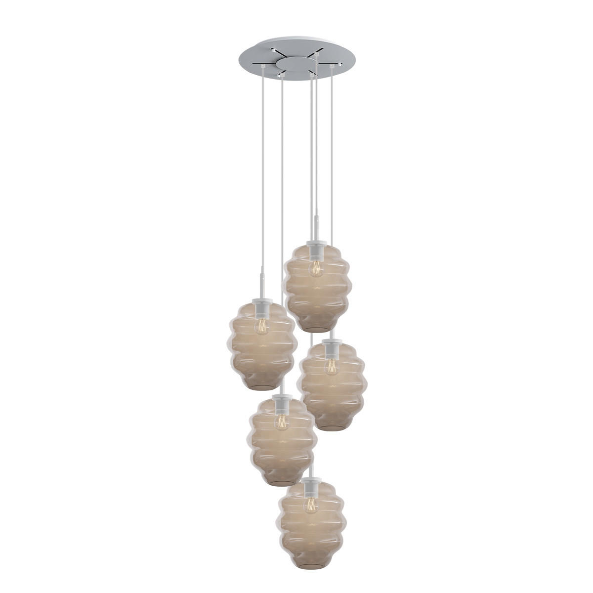 GALERIELEUCHTE Echos 5-flammig Klar Ø 25cm - Klar/Weiß, Glas (25/25/28cm) - s.luce