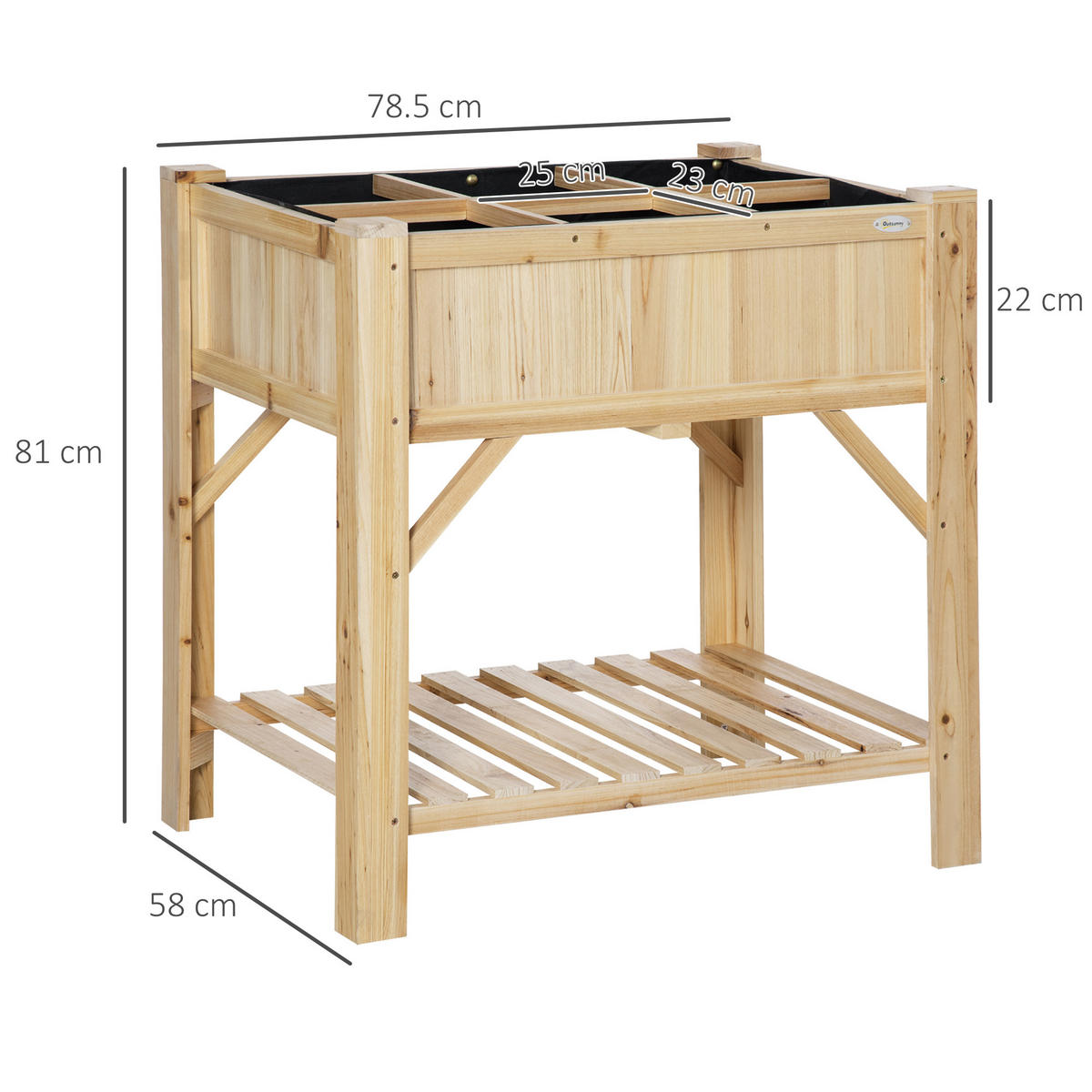 HOCHBEET, Gemüsebeet mit 6 Fächern, 78,5 x 58 x 81 cm - Multicolor, Holzwerkstoff (78.5/81/58cm) - FORIOUS