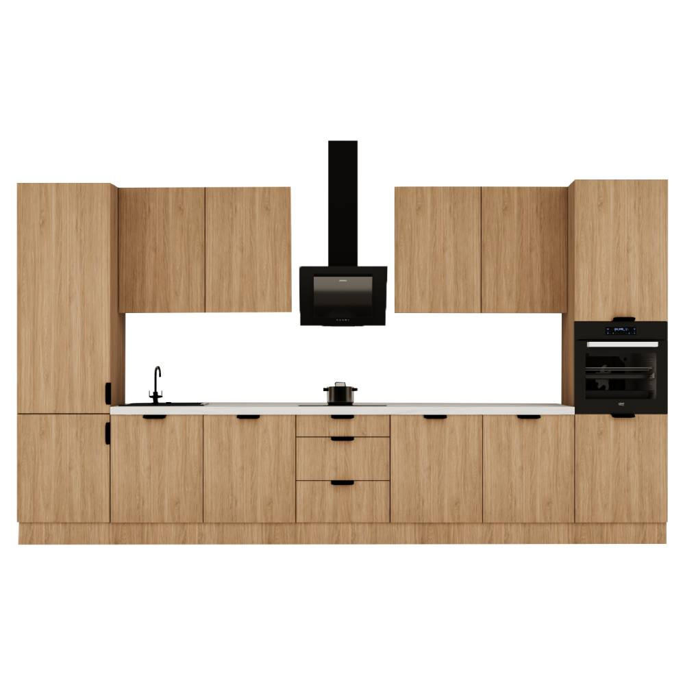 KÜCHENZEILE 420 cm - SorentoKS7-M420 - in Sonoma Eiche - Schwarz/Sonoma Eiche, Holz/Metall (420/247/58cm)