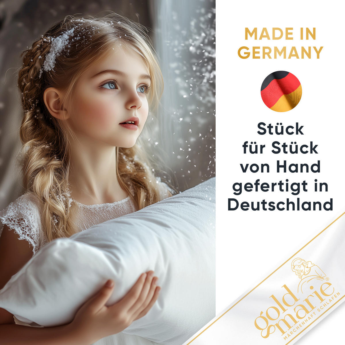 KINDERKISSEN MARIE Entendaunen weich - Weiß, Naturmaterialien (40/80cm) - Goldmarie 