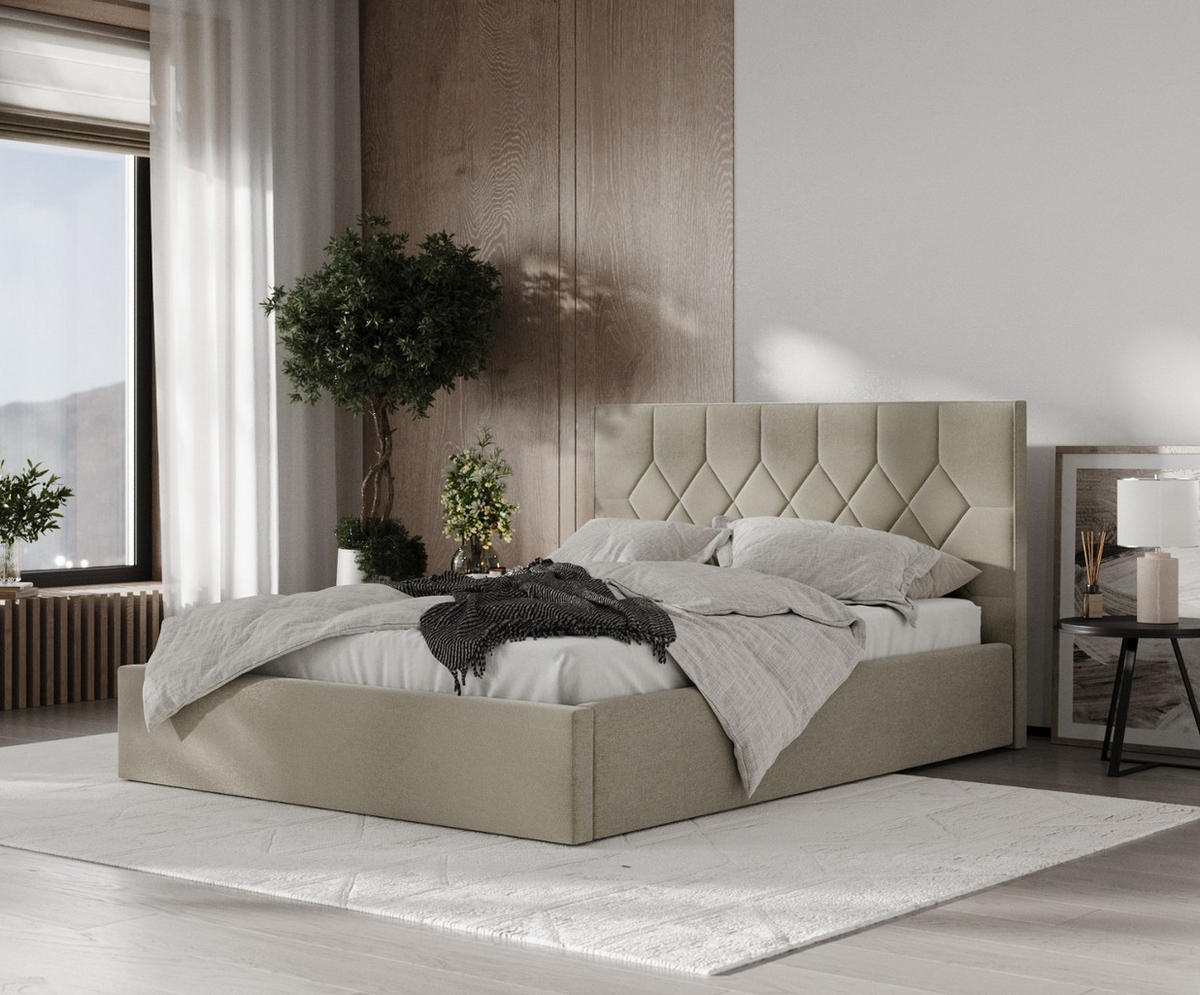 POLSTERBETT Brisa 180/200 cm Olivgrün im Asti Stoff - Schwarz/Naturfarben, Holz/Holzwerkstoff (180/200cm) - AltaBeds