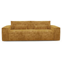 SCHLAFSOFA Express JUNE Geprägter Samt Senf 216cm - Gelb/Dunkelgelb, Textil (216/80/100cm) - Premium Interiors