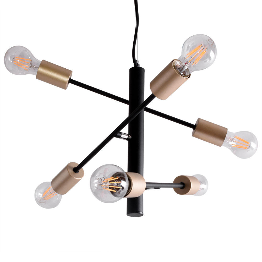 HÄNGELEUCHTE MARIE Schwarz Gold Metall - Schwarz, Metall (60/60/120cm) - Briloner