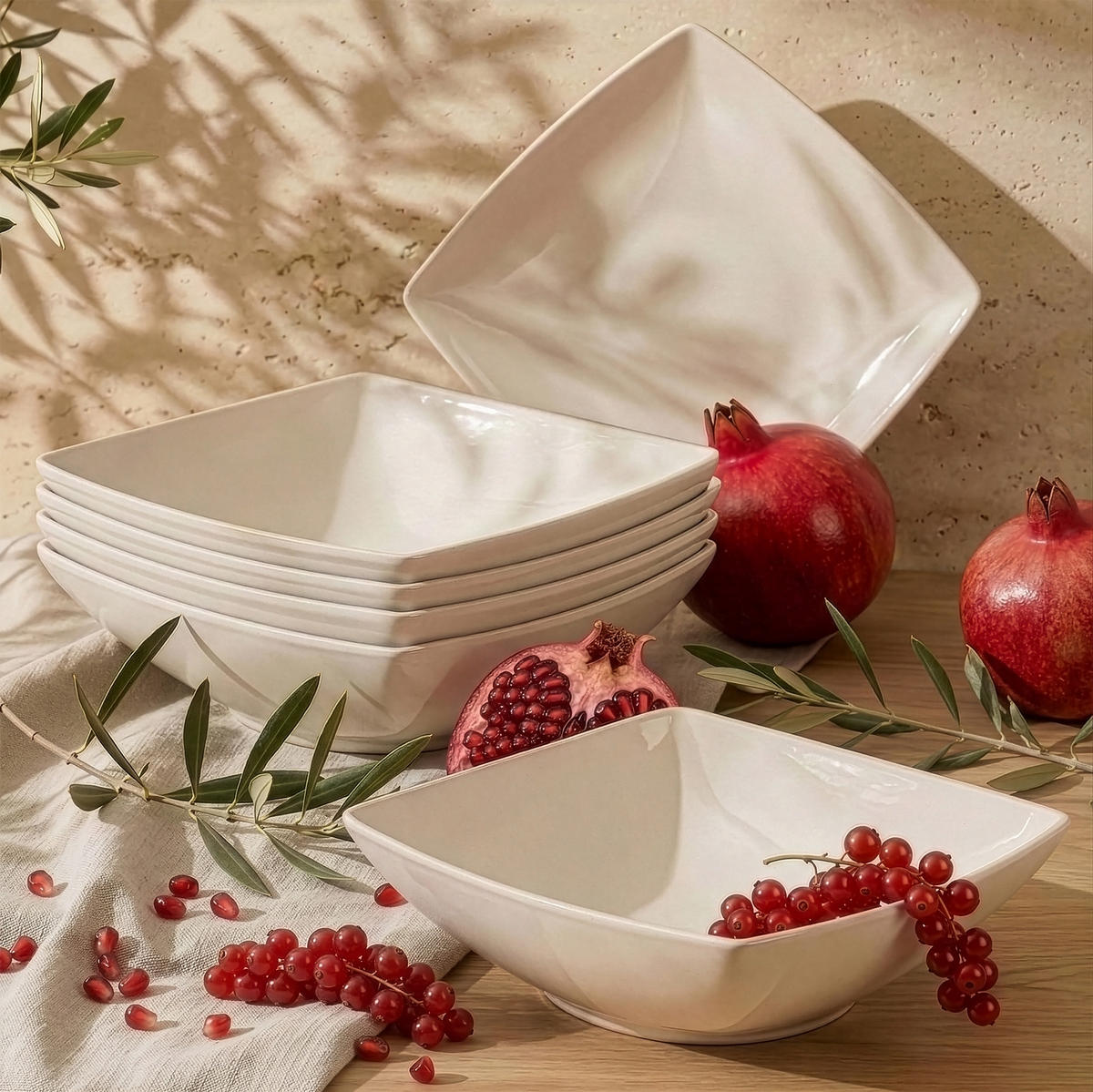 TELLERSET EPIRI Suppenteller 6 Personen 6-tlg - Beige, Keramik (17cm) - KONSIMO®
