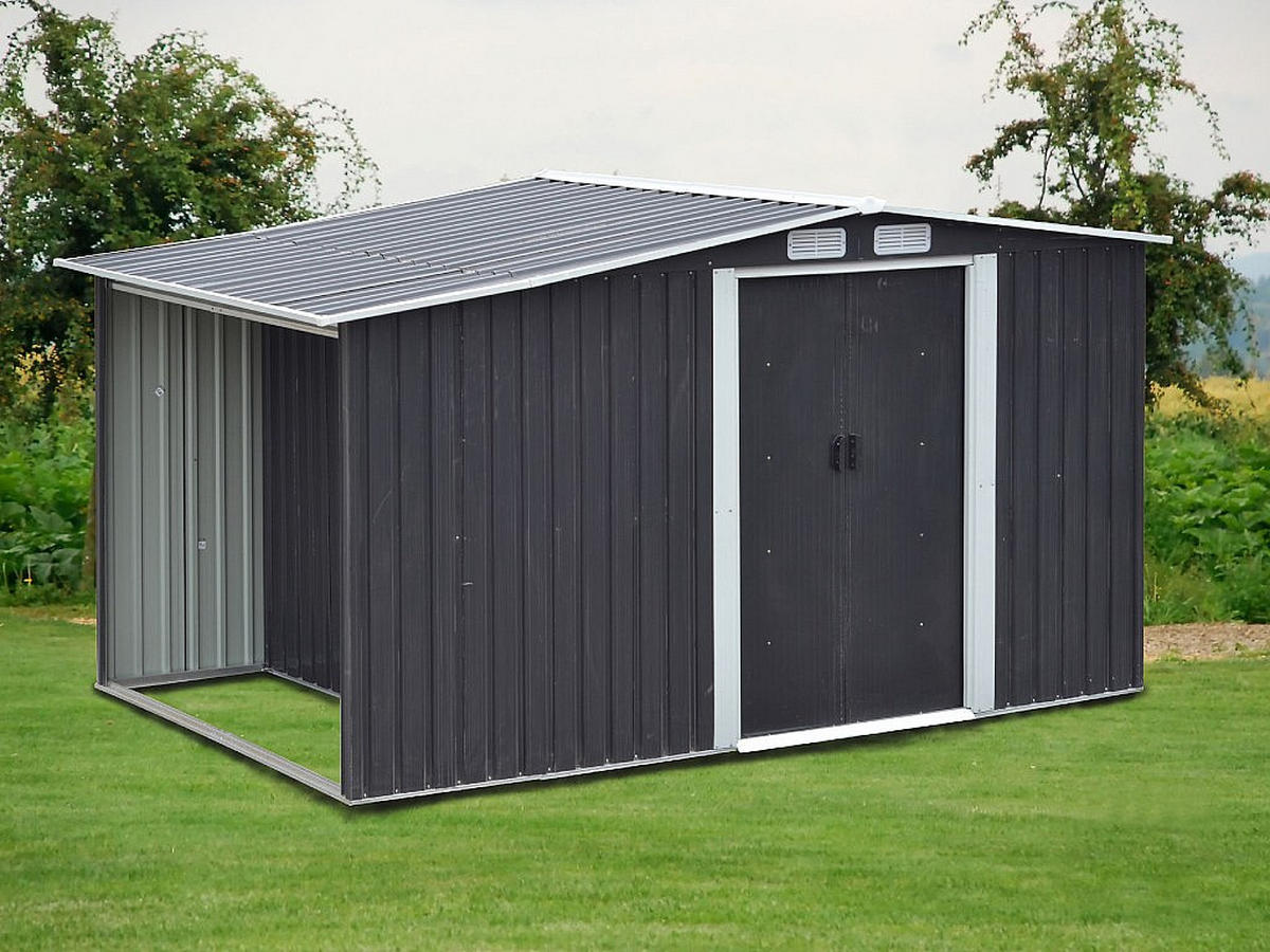SCHREBERGARTENHAUS - 313 cm x 195 cm - metall - anthrazitgrau Lery - Anthrazit, Metall (313/154/195cm) - Vente-Unique
