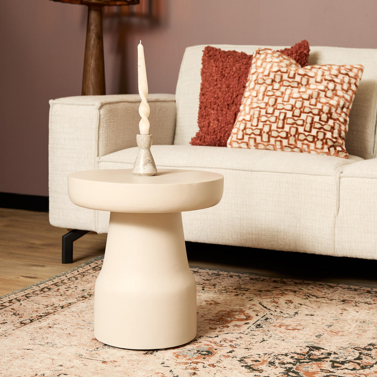 BEISTELLTISCH Drum Weiß 40/40/42 cm - Weiß, Holz (40/40/42cm) - Starfurn