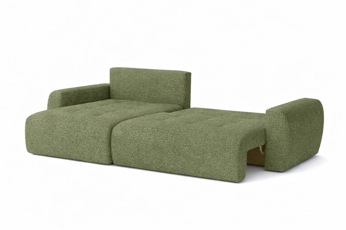 ECKSOFA Mit Schlaffunktion Und Bettkasten L-Form Ivo L, Chenille-Stoff Artico, Moss, Links - Grün, Holz (250/142cm) - Kaiser Möbel