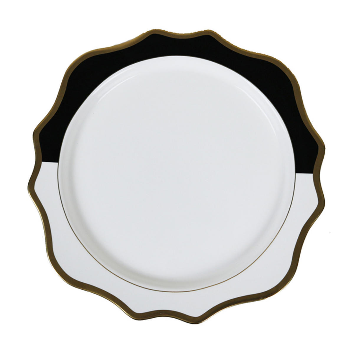 TELLERSET Schwarz Weiß Gold Bone China 4tlg Ø33 Ø27 Ø22 Ø16 cm - Weiß, Keramik (33/33/3cm) - Quality Elegance
