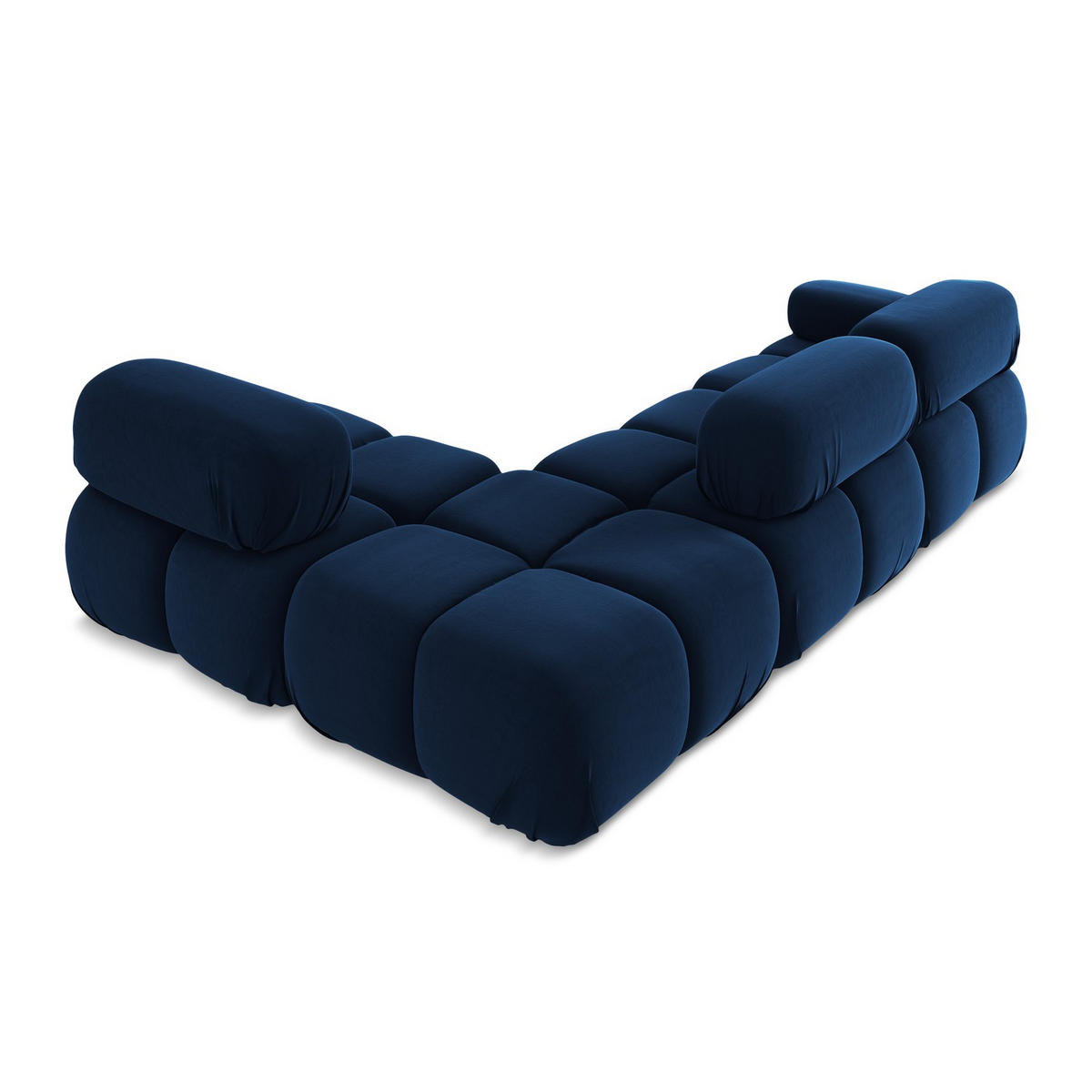 ECKSOFA Rechts Samt Stoff Blau - Blau/Schwarz, Kunststoff/Textil (285/190cm) - LaMiaSofa