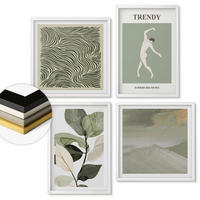 WANDBILDER 4er-Set - 50x50 cm & 40x60 cm Weißer Rahmen - Abstrakte Pflanzenmuster - Weiß, Kunststoff (50/50cm) - ArtPrintCave
