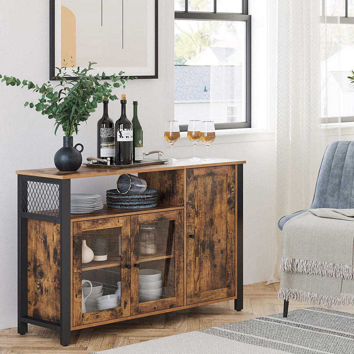 KÜCHENSCHRANK SIDEBOARD - Braun, Holzwerkstoff (33/75/110cm) - Hansiro