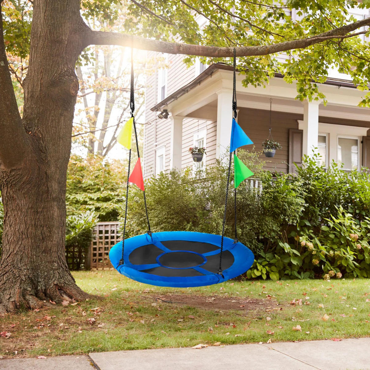 NESTSCHAUKEL bis 150 kg, 100 cm Durchmesser - Blau, Textil (100/160/100cm) - Luverno