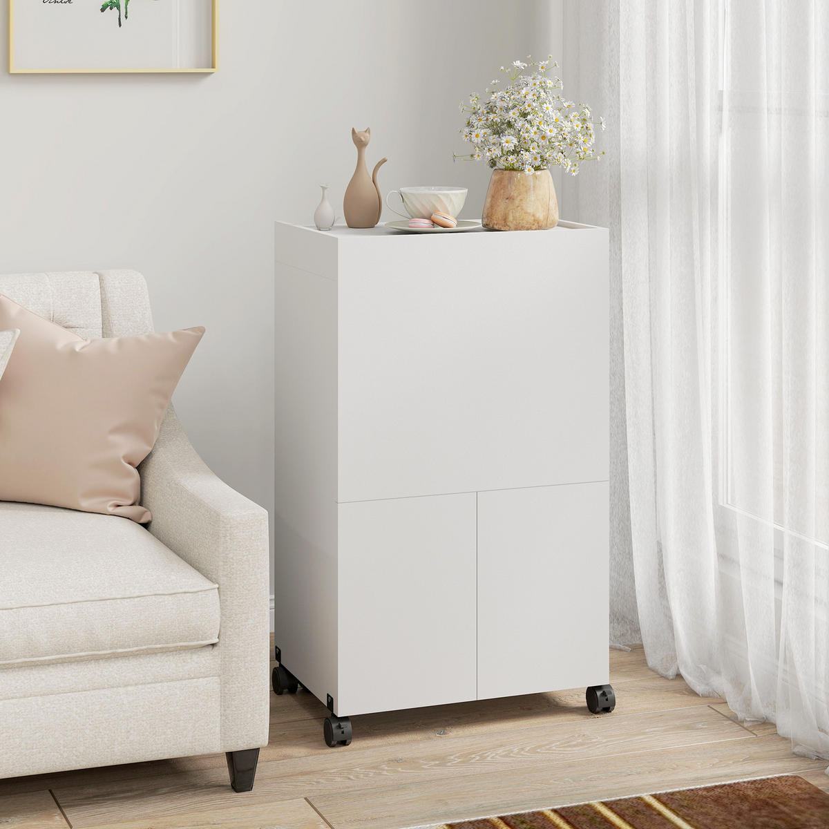 BÜGELBRETTSCHRANK Weiß 1 Stück - Weiß, Holzwerkstoff (55/87/154cm) - GiPP