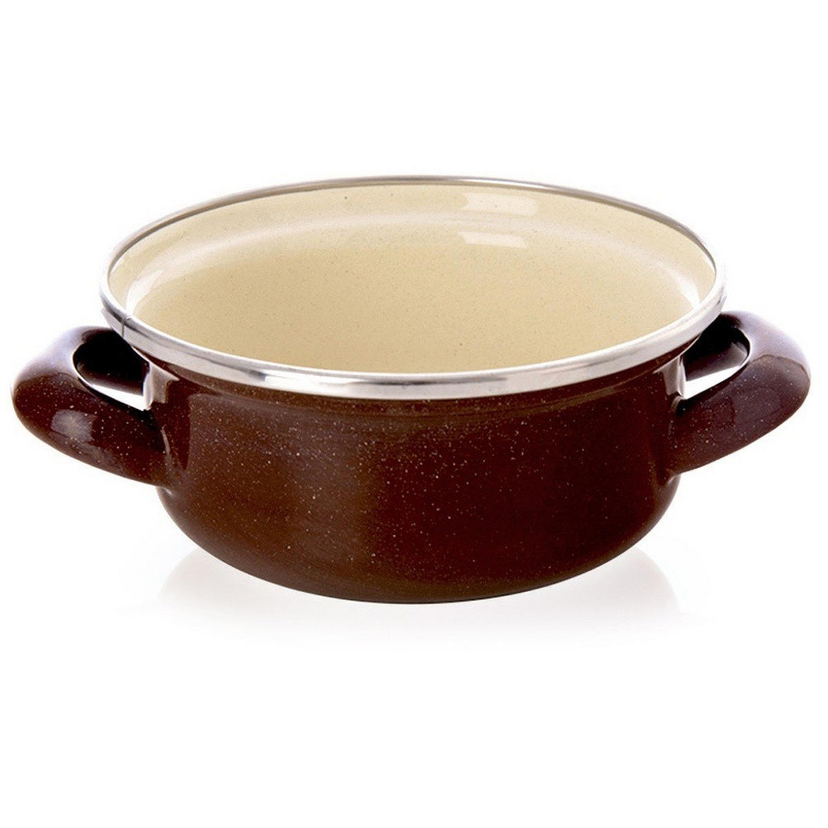 EMAILLIERTOPF Brown mit Griffen braun - Braun, Metall (14cm) - Orion 