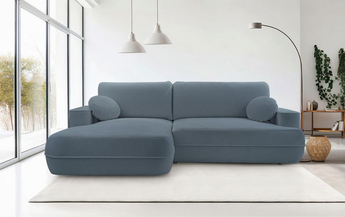 ECKSOFA Fuerro Hellblau Strukturstoff - Schwarz/Hellblau, Kunststoff/Textil (260/168cm) - Selsey