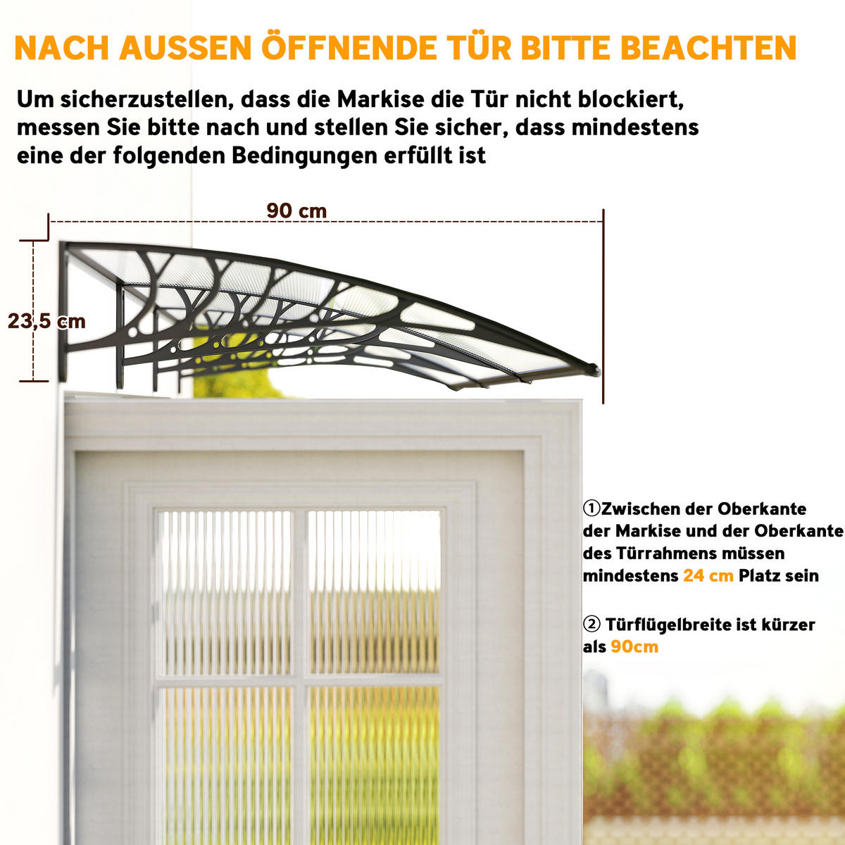 VORDACH DE-07502 mit UV-Schutz und Wandhalterung Weiß - Weiß, Kunststoff/Metall (295/23.5/90cm) - ComfortXL