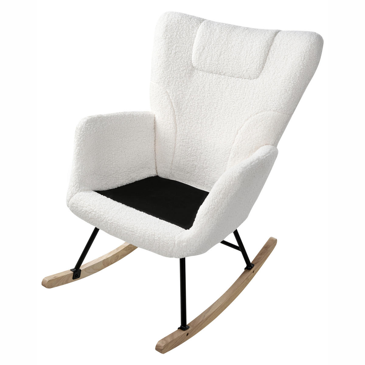 SCHAUKELSESSEL Bouclé Weiß Sandve - Hellbraun, Textil (72/98/87cm) - Beliani