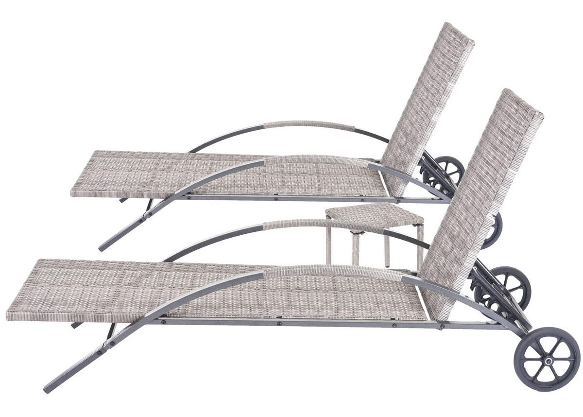 SONNENLIEGE Grau, Grau - Grau, Kunststoff (65/87/200cm) - MCW