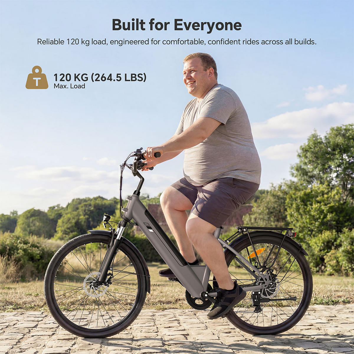 E-BIKE Touroll J2 ST – 100km Reichweite, 250W Motor, Shimano 7-Gang, Step-Thru Rahmen - Grau, Metall (120cm)