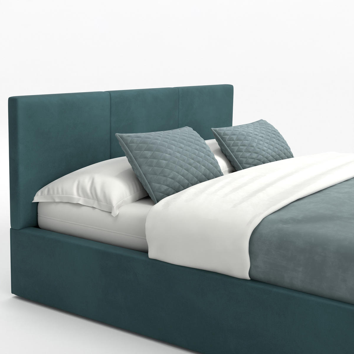 POLSTERBETT mit Stauraum Türkis 180x200cm Kopfteil 88cm - Türkis, Holzwerkstoff/Textil (180/200cm) - Muralo