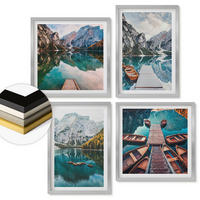 WANDBILDER 4er Set - 50x50 cm & 40x60 cm Silberner Rahmen - See, Brücken, Berge - Silberfarben, Kunststoff (50/50cm) - ArtPrintCave