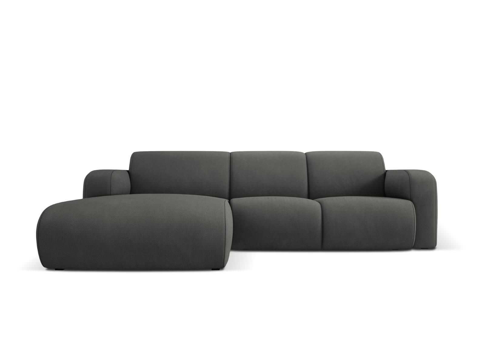 ECKSOFA links Molino aus strukturiertem Stoff dunkelgrau 4 Sitzplätze - Dunkelgrau, Textil (170/250cm) - Micadoni