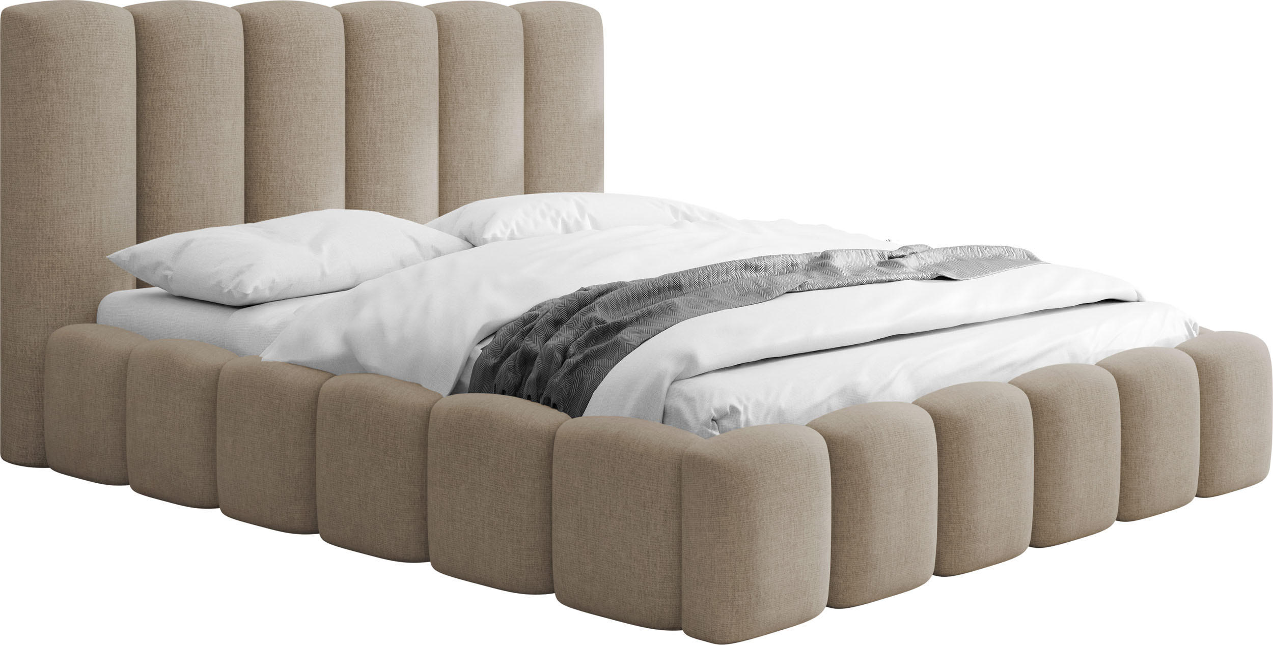 POLSTERBETT Serenity mit Bettkasten & Lattenrost in Braun Chenille 140 x 200 cm - Birkefarben/Schwarz, Holzwerkstoff/Kunststoff (140/200cm) - WFL GROUP