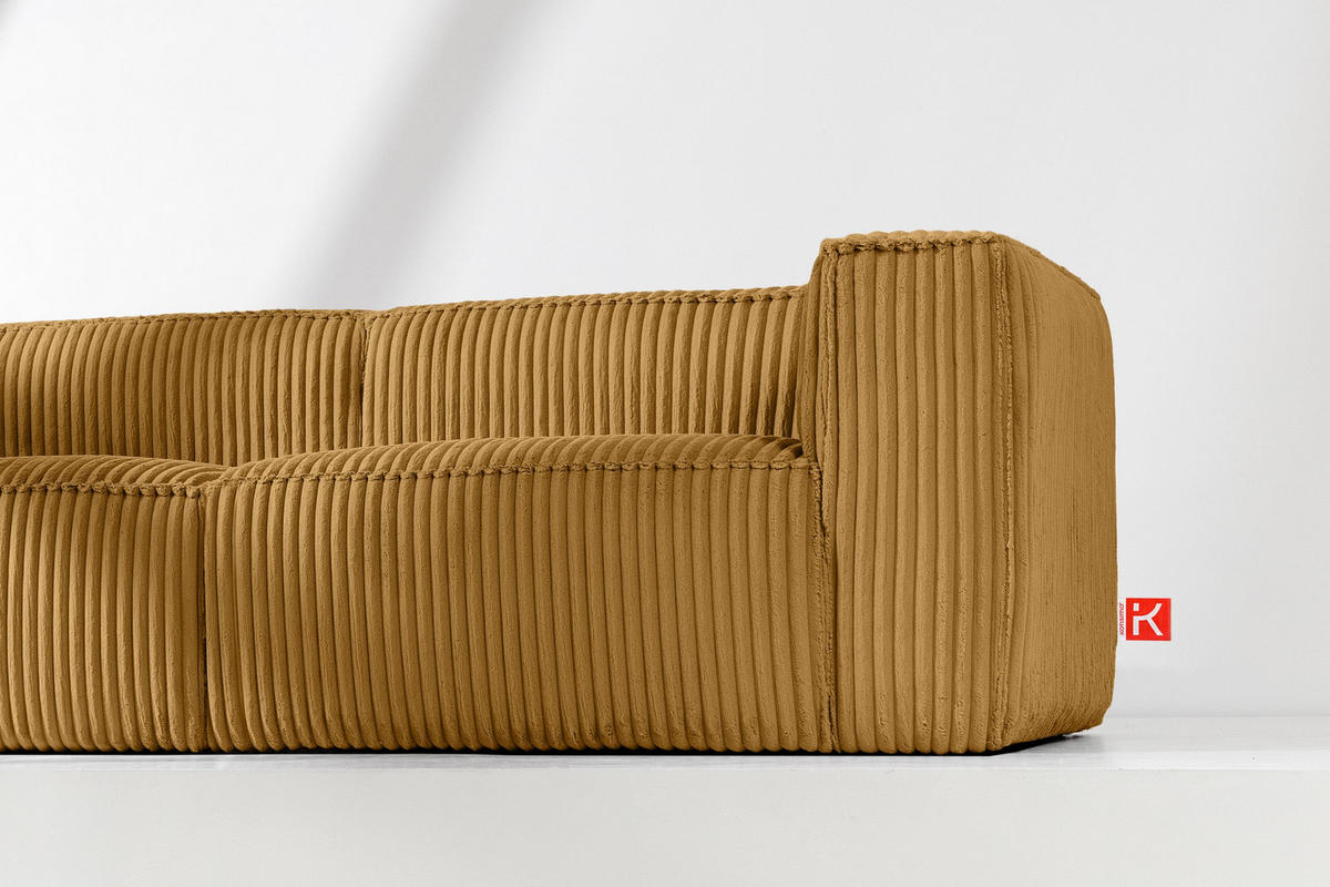 3-SITZER-SOFA FEROX Modern, Cord-Stoff, gelb - Gelb, Textil (246/73/96cm) - KONSIMO®