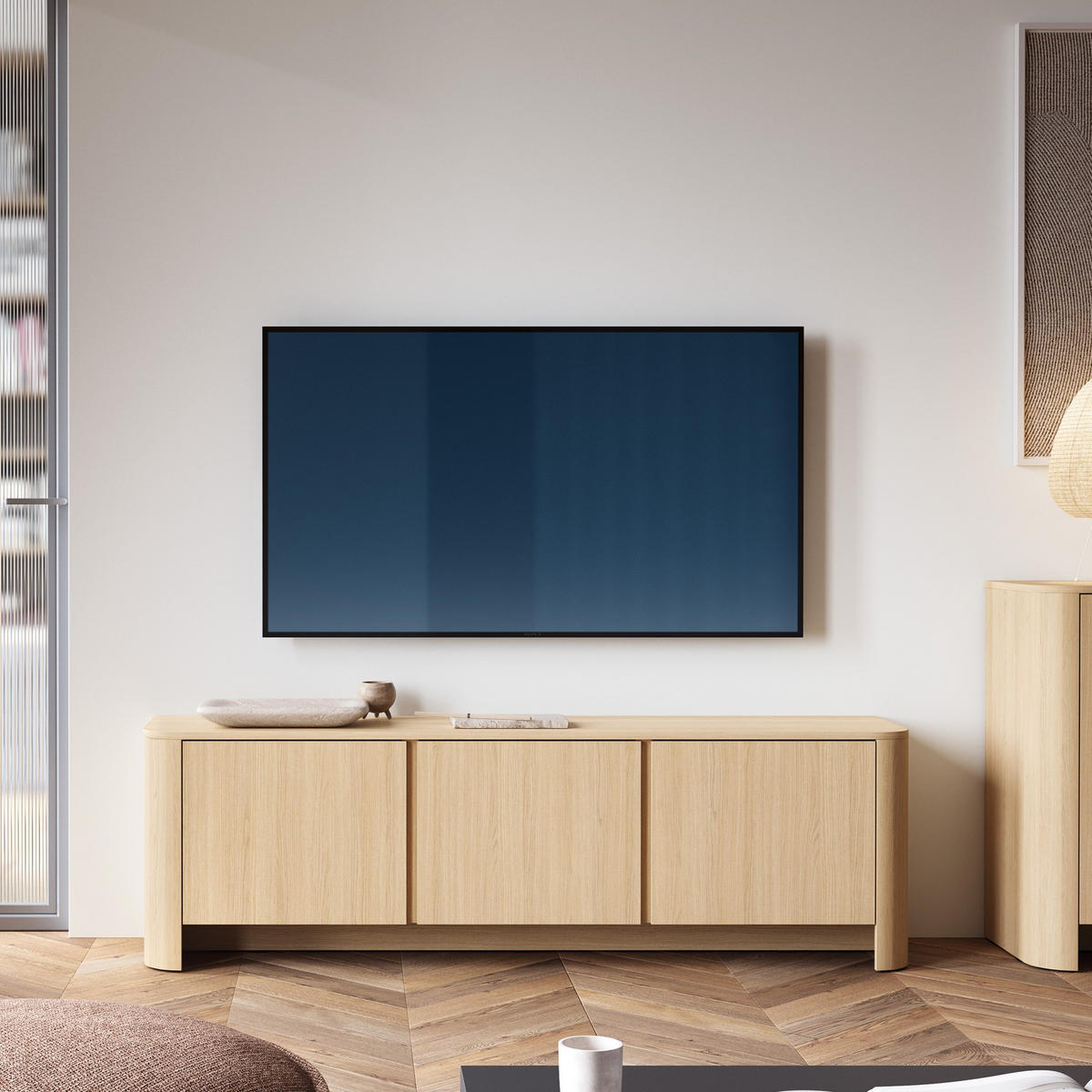 ABGERUNDETES TV-Board AURA RTV3D (Eiche Vicenza, Push to Open) - Eichefarben, Holz/Holzwerkstoff (168/52/39cm) - Ravio