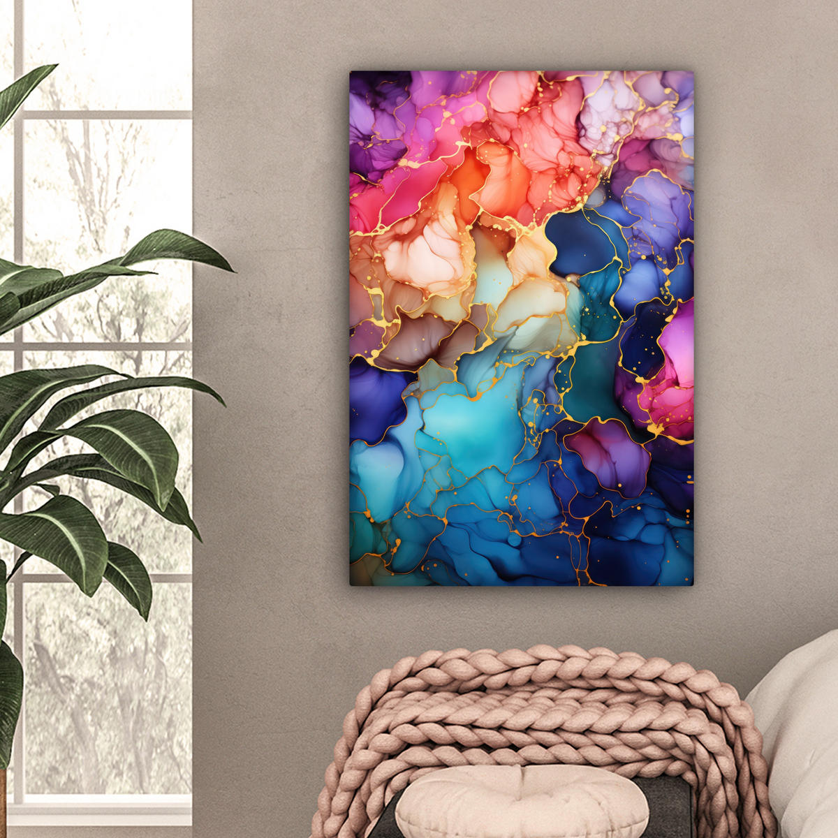 LEINWANDBILD Marmor - Bunt - Abstrakt 60x90 cm - Multicolor, Textil (60/90cm) - MuchoWow