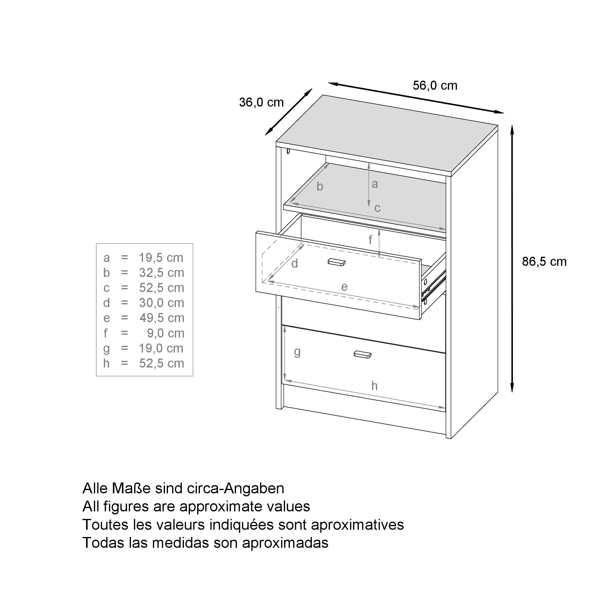 Thumbnail - Vladon Kommode, Weiß Hochglanz, Holzwerkstoff, 56x86.5x36 cm, Wohnzimmer, Kommoden & Sideboards, Kommoden