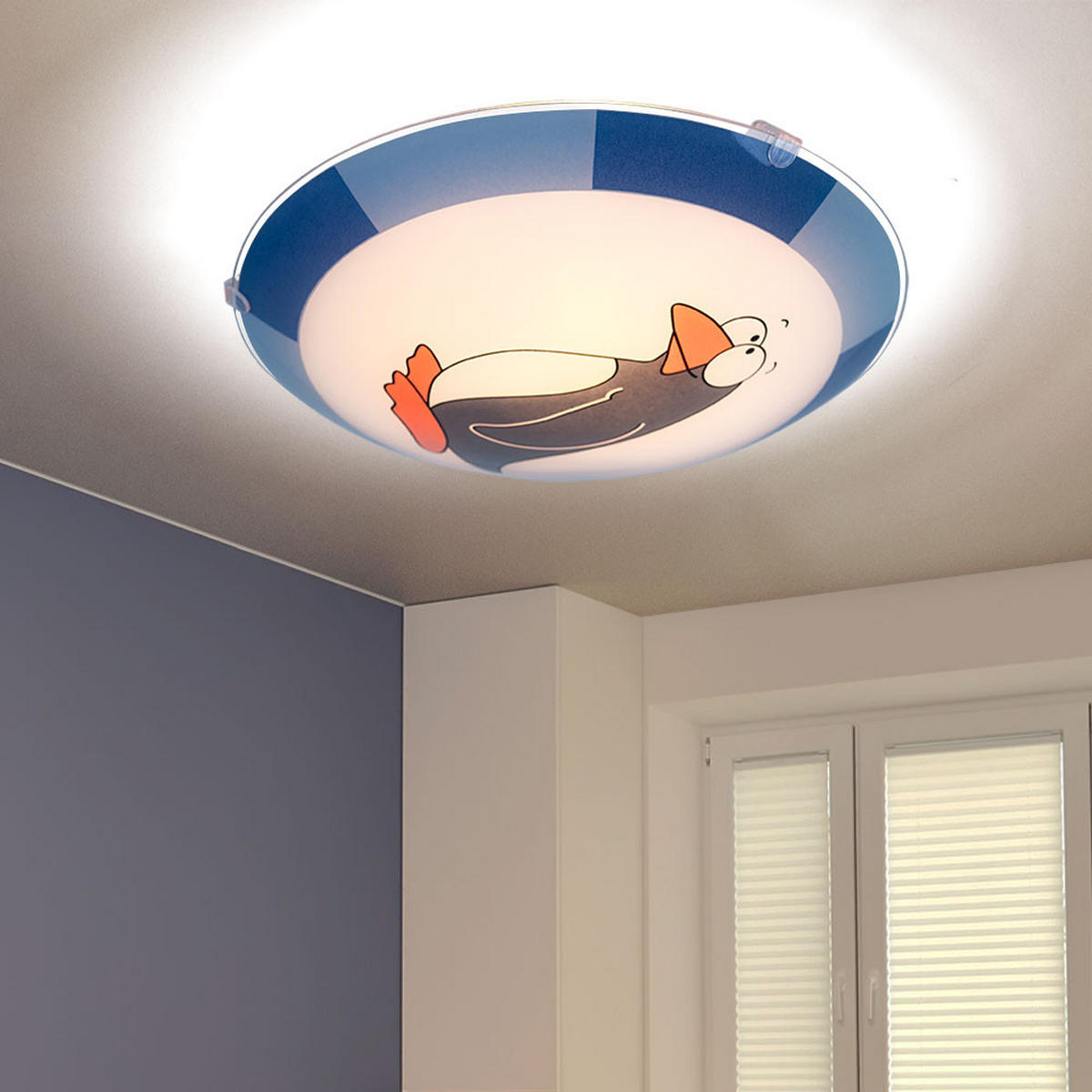 DECKENLEUCHTE BIUBIU Stahl Blau Weiß - Blau, Glas (25/25/8cm)