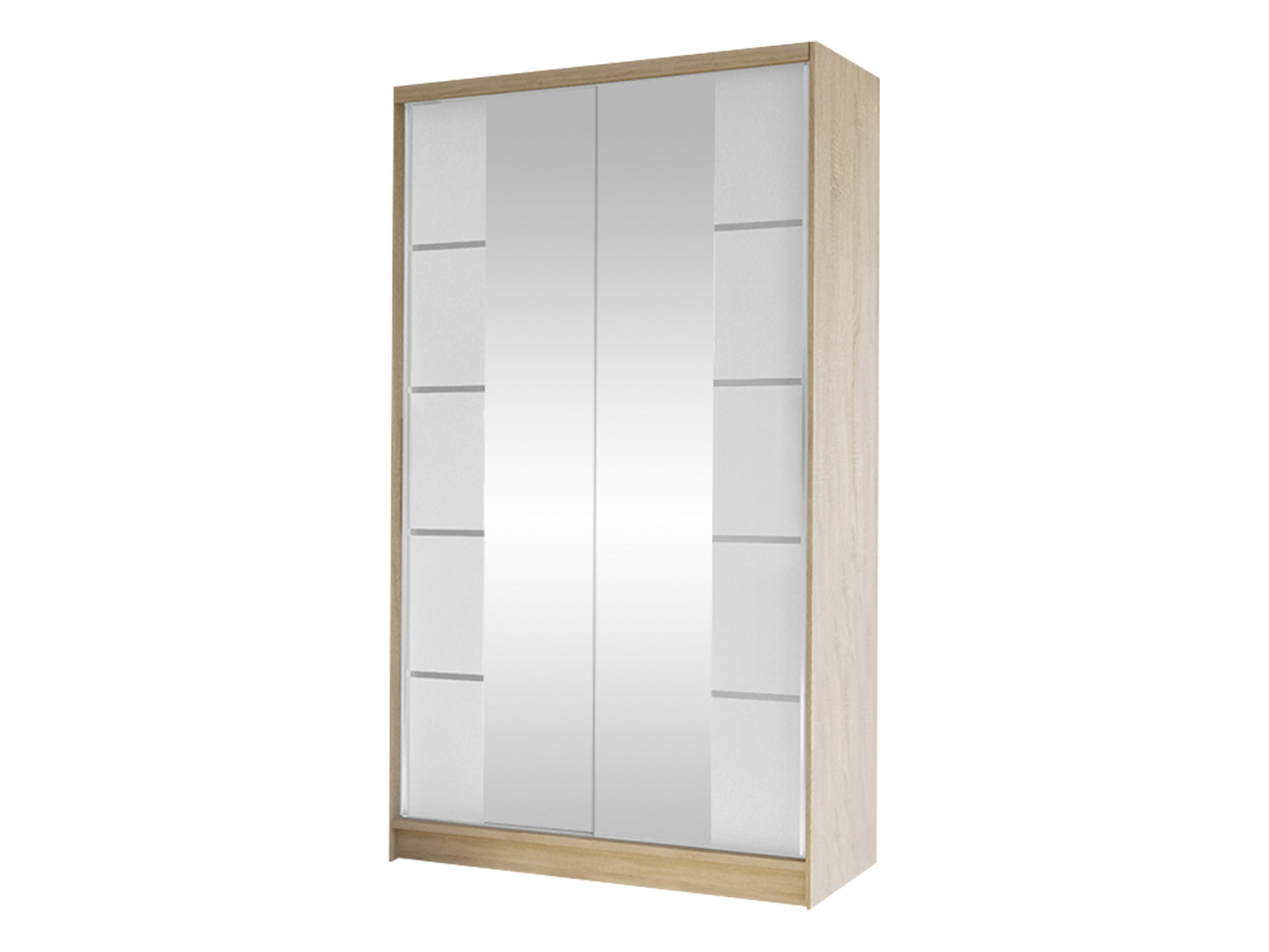 SCHWEBETÜRENSCHRANK Diego V - Weiß/Sonoma Eiche, Holzwerkstoff/Metall (100/200/58cm) - MIRJAN24