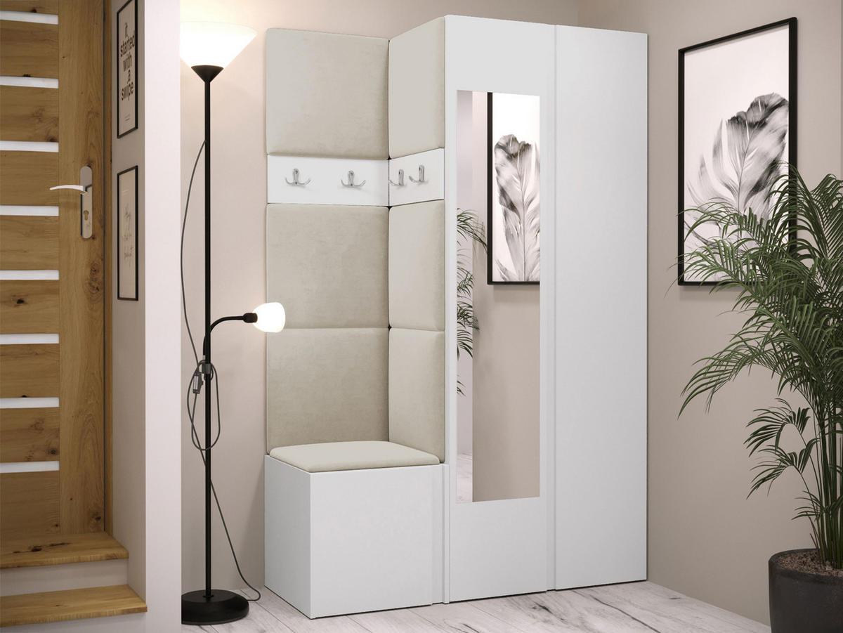 GARDEROBEN-SET Orion XXVI - Beige/Weiß, Holzwerkstoff/Kunststoff (116/186/46cm) - MIRJAN24