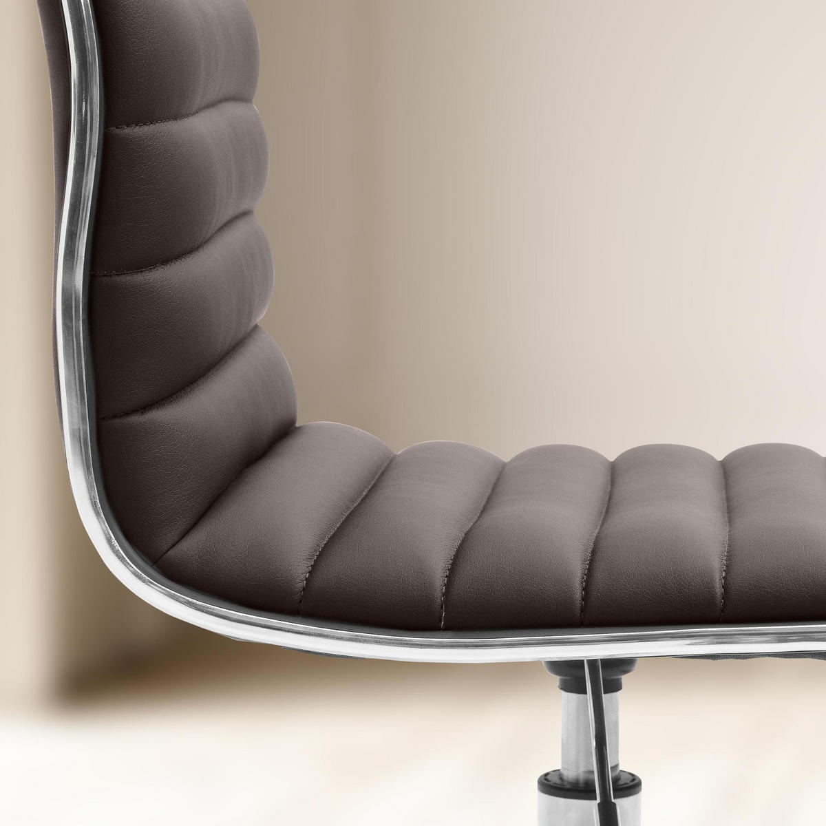 HOCKER Lederlook braun - Chromfarben/Braun, Textil/Metall (42/80/52cm) - CLP