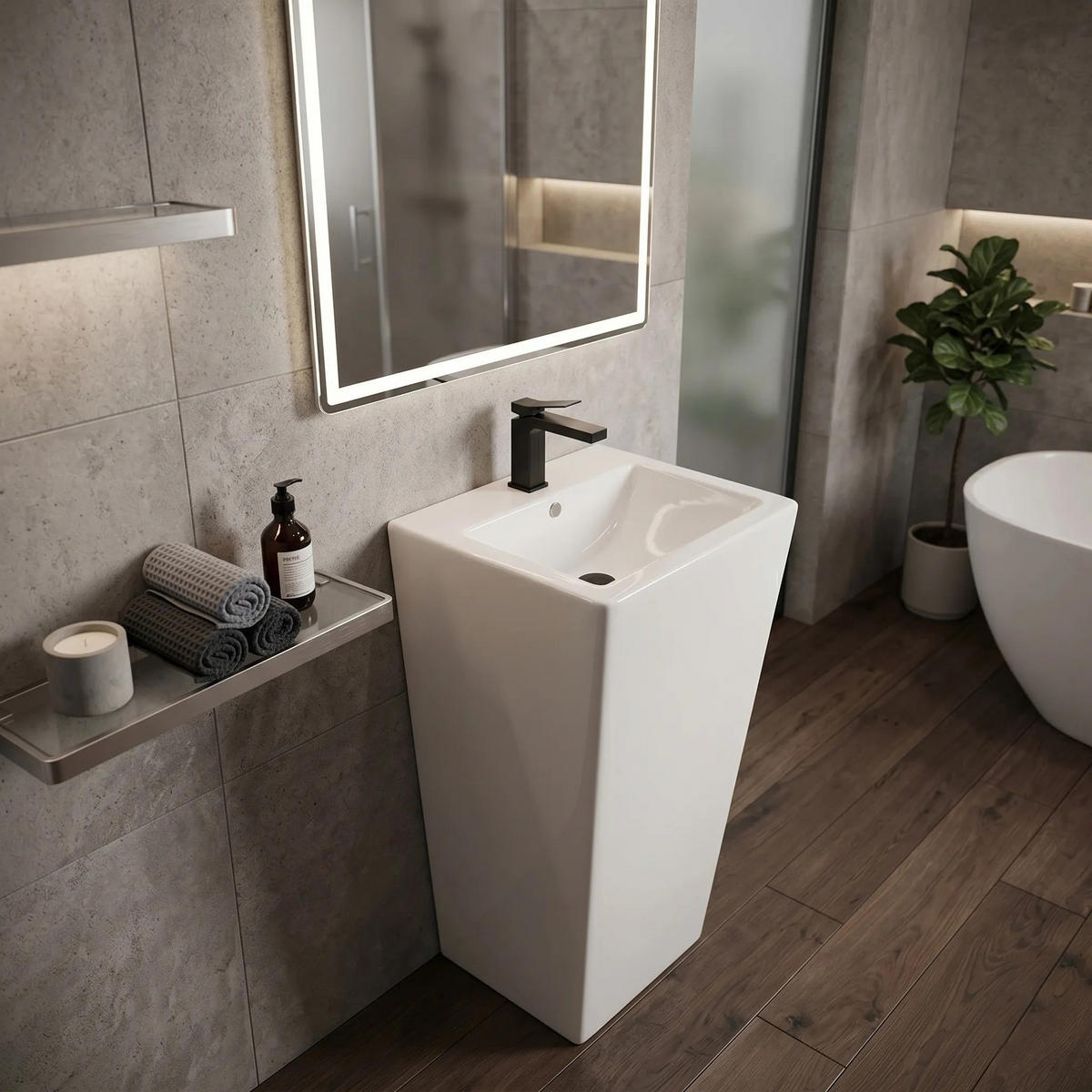 STANDWASCHBECKEN Rea Daria - Weiß, Keramik (38/83/44cm) - REA