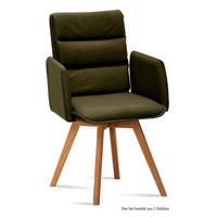 ARMLEHNSTUHL (2er-Set) Dodie 52x92x60 Eiche geölt/Khaki - Dunkelgrün/Eichefarben, Kunststoff (60/92/52cm) - 58aufmkessel