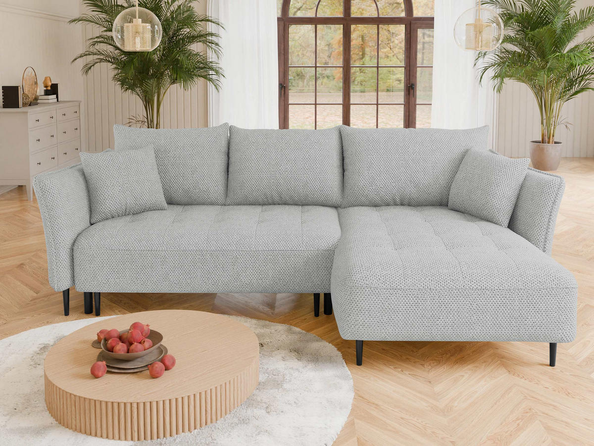 ECKSOFA Bari, Seite: Rechts - Schwarz/Grau, Holz/Textil (276/158cm) - MIRJAN24