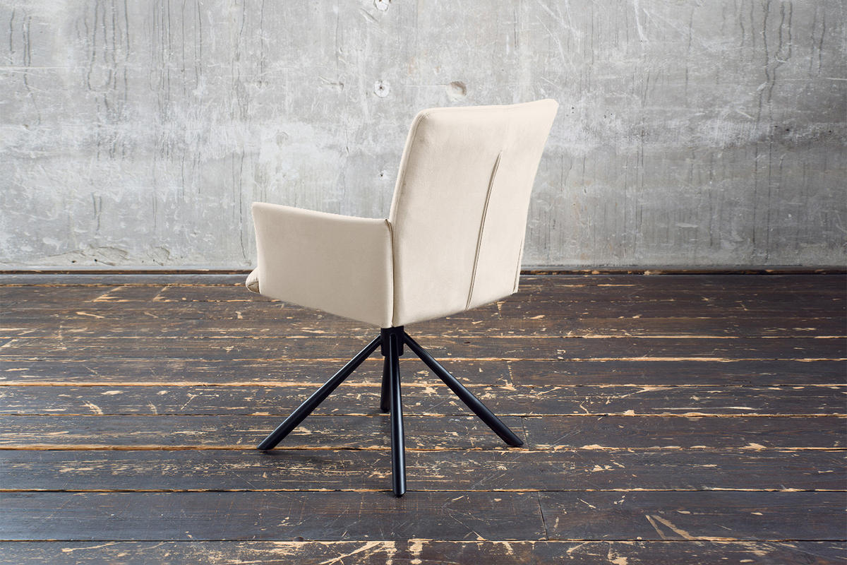 ESSZIMMERSTUHL KYRA Cremeweiß Velvet - Creme/Schwarz, Kunststoff/Textil (64/88/61cm) - KAWOLA