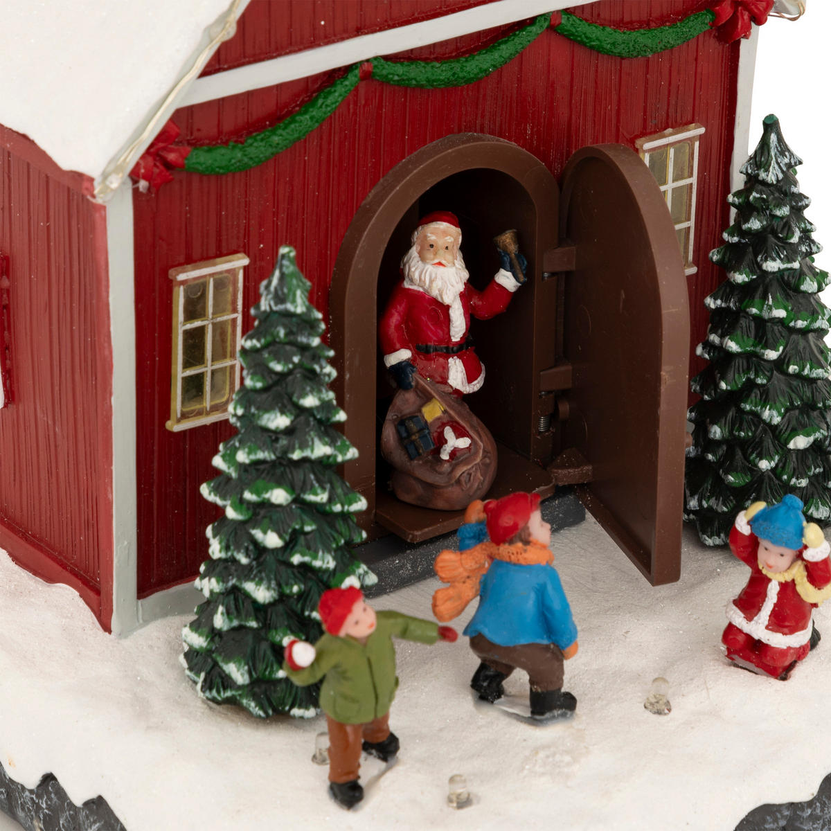 WEIHNACHTSHAUS 16 LEDs 18,5 cm - Weinrot, Kunststoff (17.5/18.5/21.5cm) - Fééric Lights and Christmas
