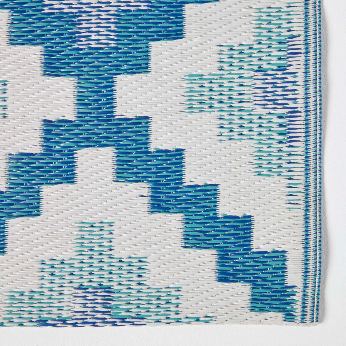 OUTDOORTEPPICH-LÄUFER Mia, geometrisch gemustert 75/200 cm - Blau, Kunststoff (75/200cm) - Homescapes