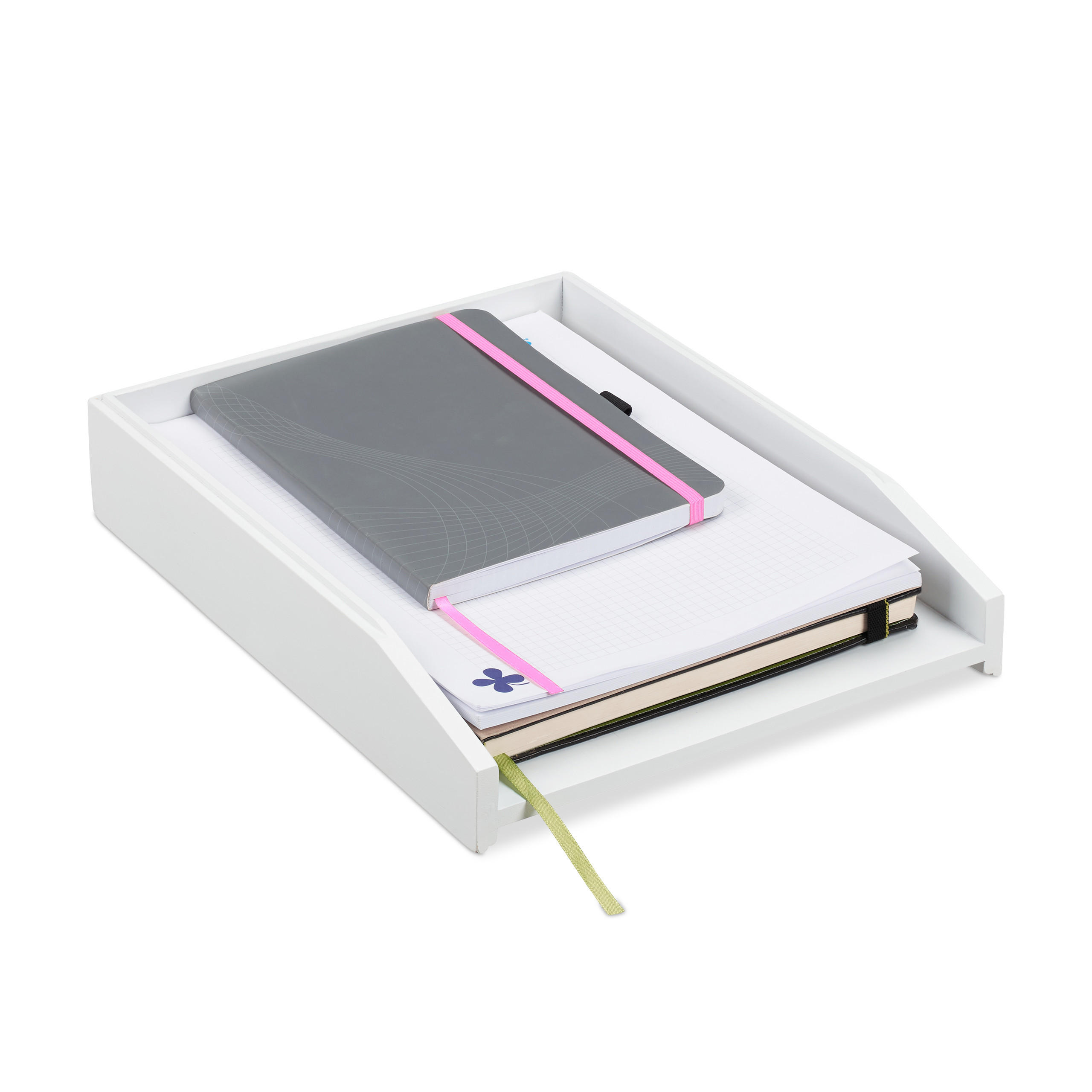 ZÁSOBNÍK na listy - biela, drevo (25/6/33cm) - Relaxdays