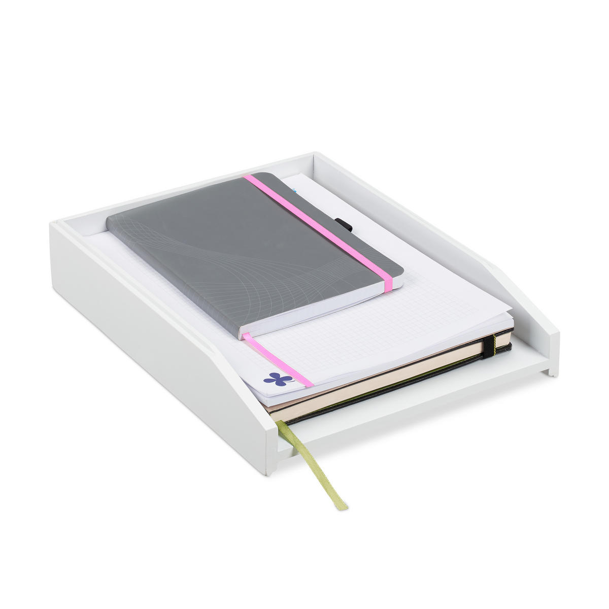 ZÁSOBNÍK na listy - biela, drevo (25/6/33cm) - Relaxdays