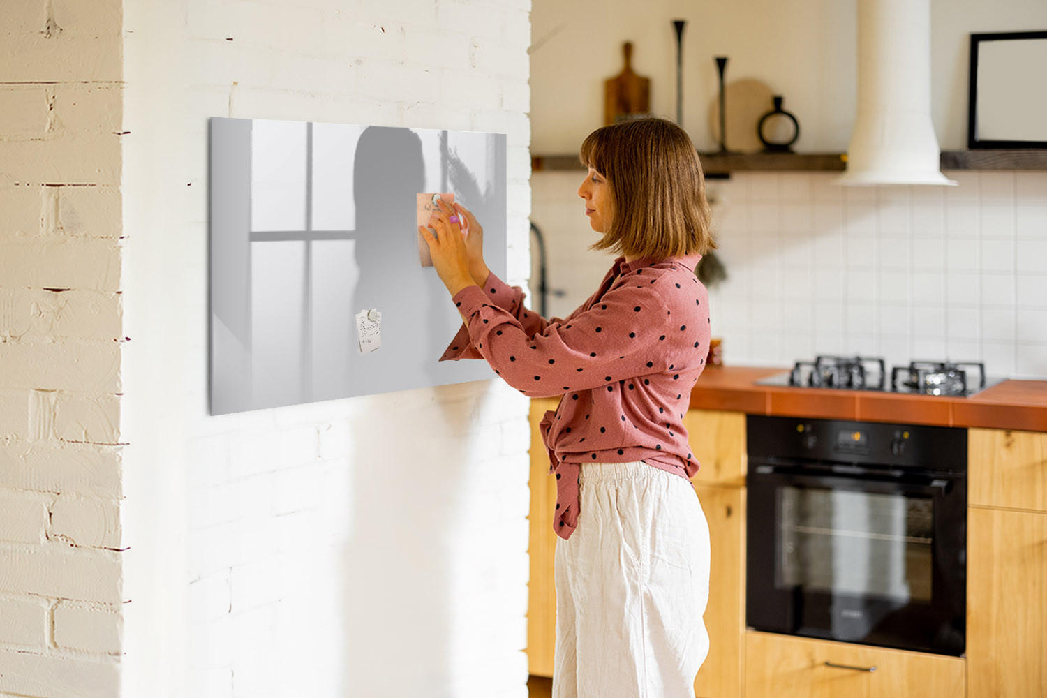 MAGNETTAFEL 100x70 Hellgrau schwarzer Marker - Hellgrau, Glas (100/0.4/70cm) - TULUP