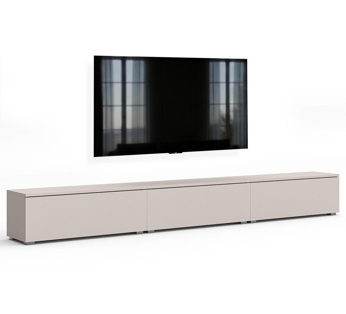 LOWBOARD Barvo 3x100 Beige Kaschmir 300/36,5/32 cm – hängend oder stehend - Beige, Holzwerkstoff/Kunststoff (300/36.5/32cm) - AX Living
